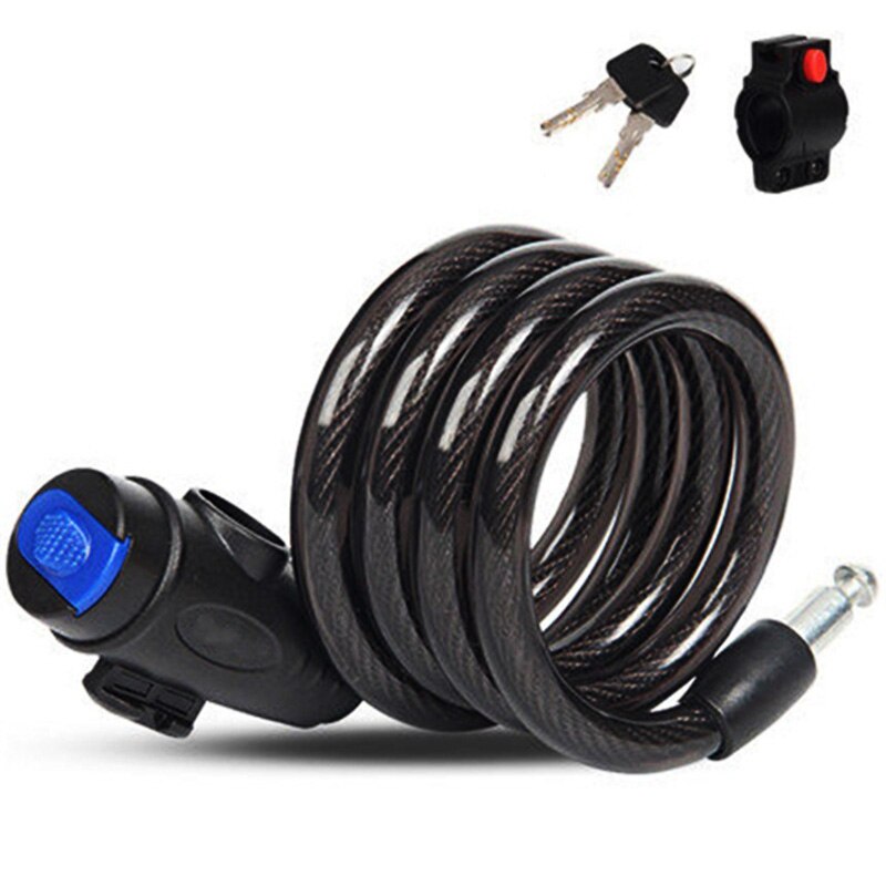 Anti-Theft 110 cm Bike Lock Steel Wire Safe Bicycle Lock Outdoor Security Reinforced Bicycle Accessories MTB Road Bicycle Locks: Black