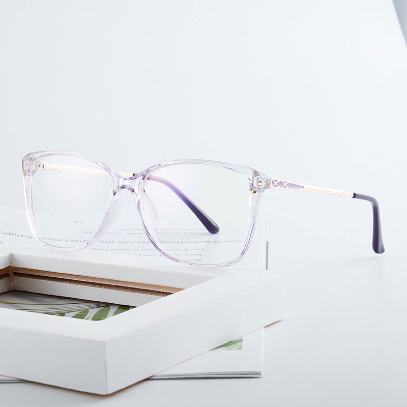 Gafas de montura completa TR90 para mujer, anteojos de cara delgada con forma cuadrada Retro, con luz azul, para Miopía