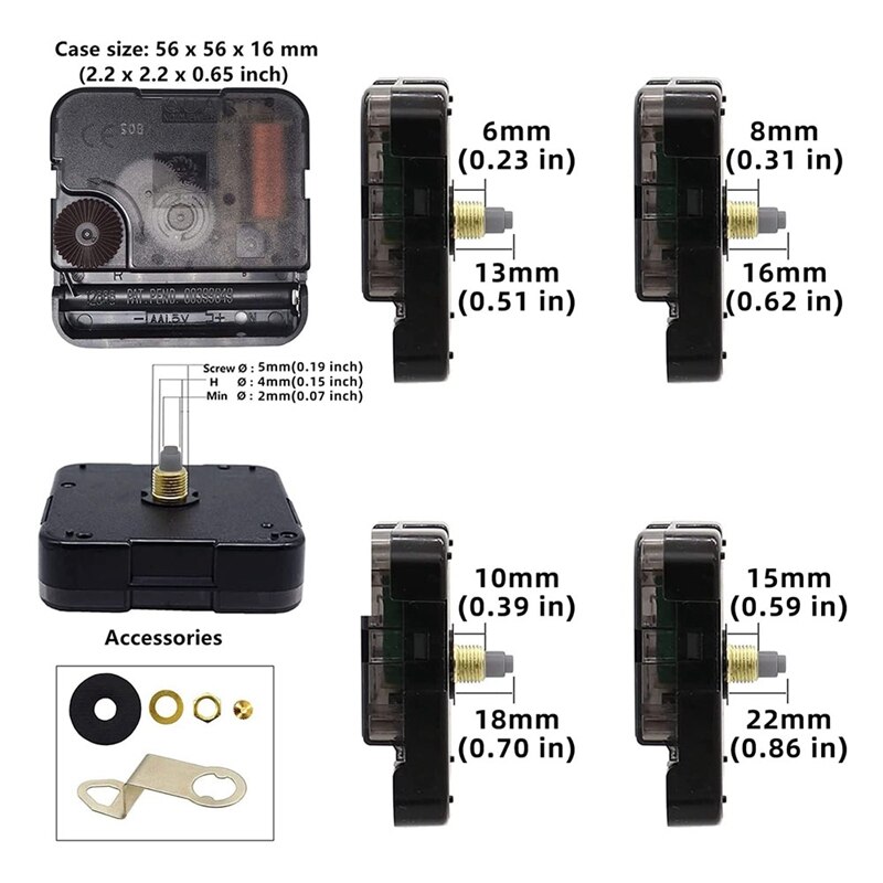 Silent Quartz Clock Movement, 4 Kinds of Shaft Clock Movement Long and Short Shaft Clock Mechanism, Wall Clock DIY