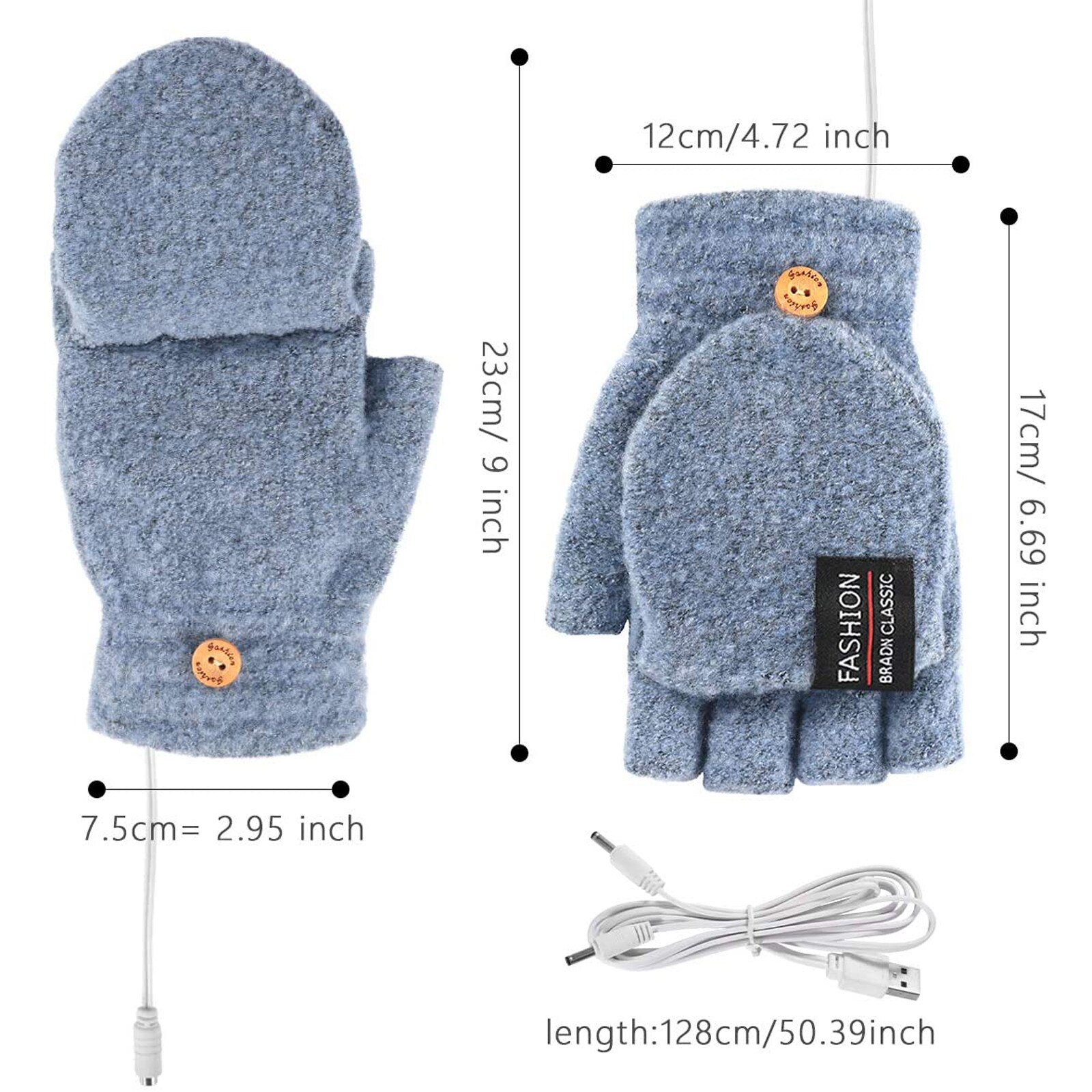 Laptop Women Men USB Heated Mitten Full&Half Finger Winter Warm Knit Hand Gloves Finger Gloves Half Finger Mittens Hand Sets#T2