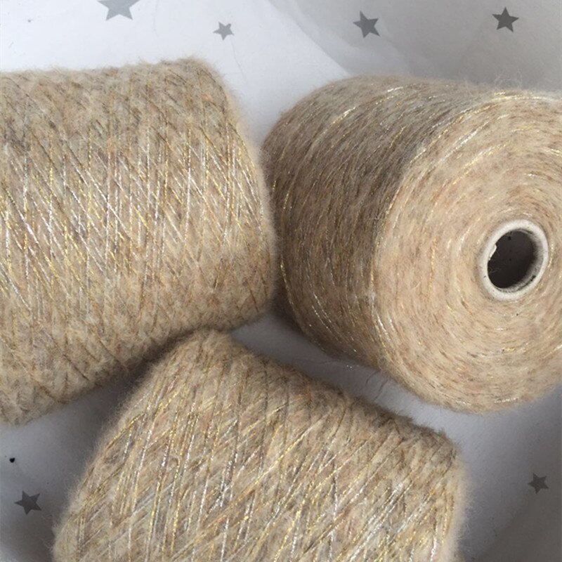 Hilo de núcleo hueco de mohair dorado y plateado, 1000 Lana, tejido a mano, suéter, abrigo sombrero bolso, joyería, hilo suave, 64% m de brillo