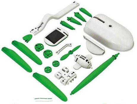 Brand 3D DIY Solar Powered 6 In 1Toy Kit Educational Robot Car Boat Dog Fan Plane Puppy Kids