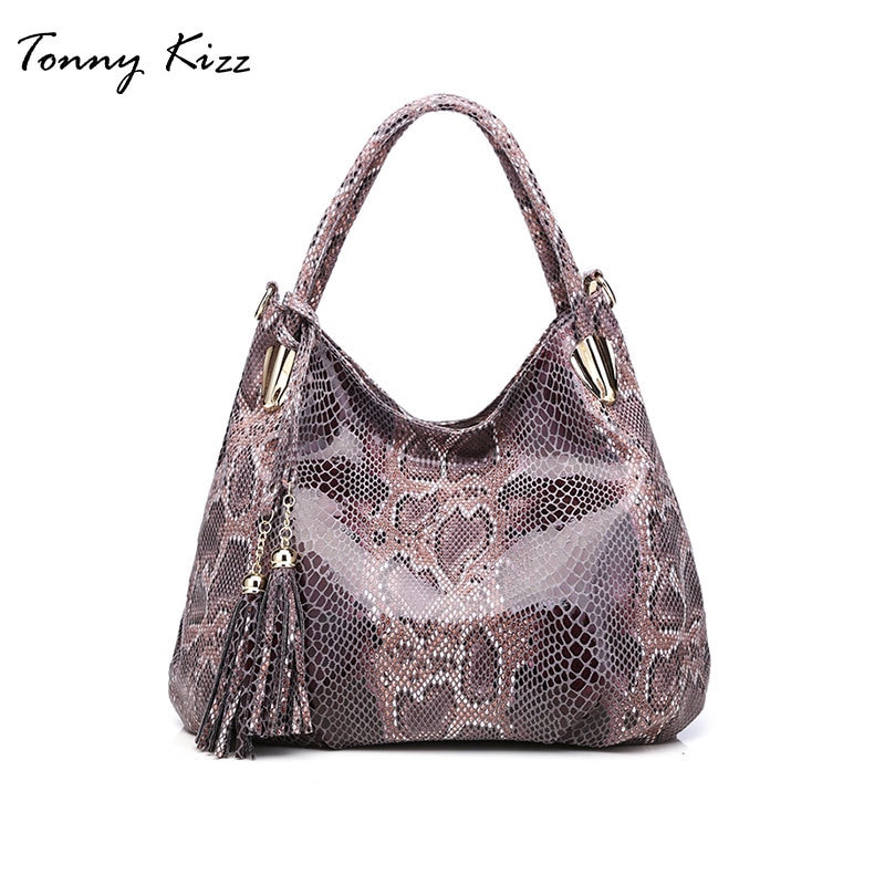Tonny kizz bolsos grandes para mujeres bolso de hombro femenino bolsos de mano de cuero serpentina de alta calidad