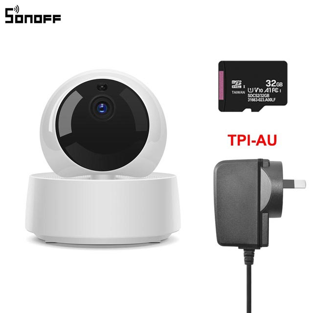 Sonoff-câmera de segurança sem fio, wi-fi, ip 1080p, babá eletrônica, alarme, câmera inteligente, vigilância: AU and 32G TF Card