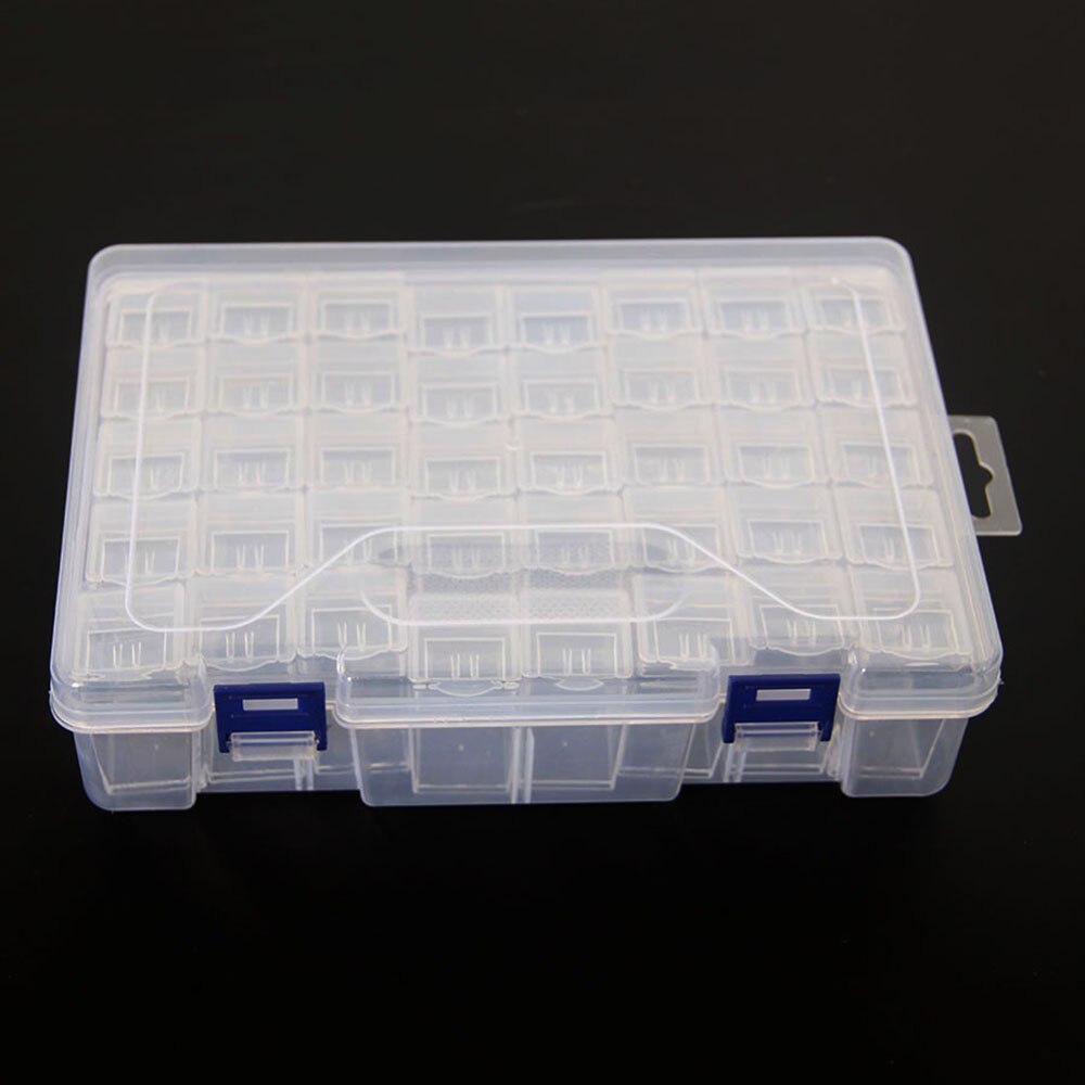 Caja de almacenamiento transparente para decoración de uñas, contenedor de cuentas de diamantes de imitación con cuadrícula cuadrada, accesorios, Maleta, 40 Uds.