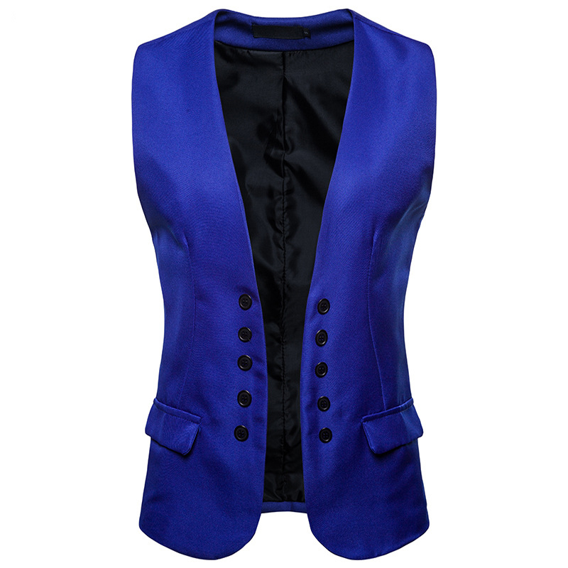 Royal Blue Suit Vest Men Brand Double Breasted Dress Vest Waistcoat for Men Casual Sleeveless Cardigan Vests