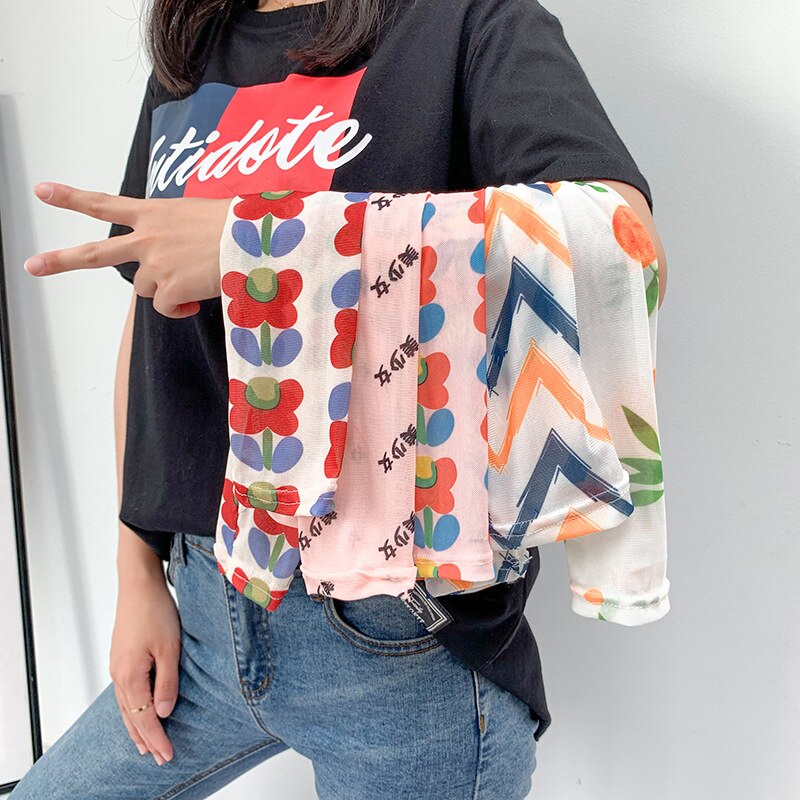 Is silke kold frugt blomster print solhandsker halvfinger fingerløse kørearmvarmere sport solcreme langærmet  c31