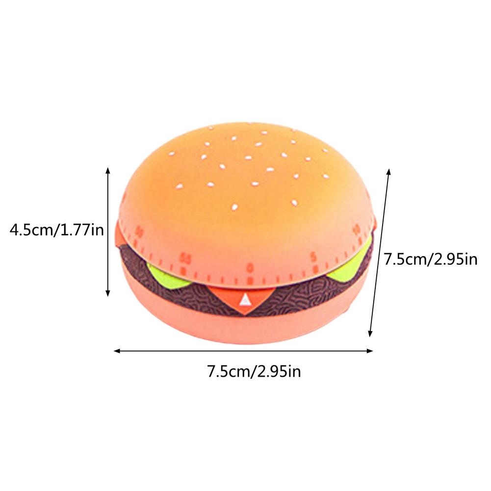 Cartoon Burger Shaped Kitchen Timer Home Kitchen Alarm Clock Countdown 60 Minutes Mechanical Timer For Cooking Baking Frying