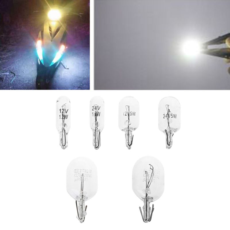 10Pcs T5 W5W White Color 1.2W 194 501 Halogen Bulb Side Wedges Car Light Source Instrument Lamp