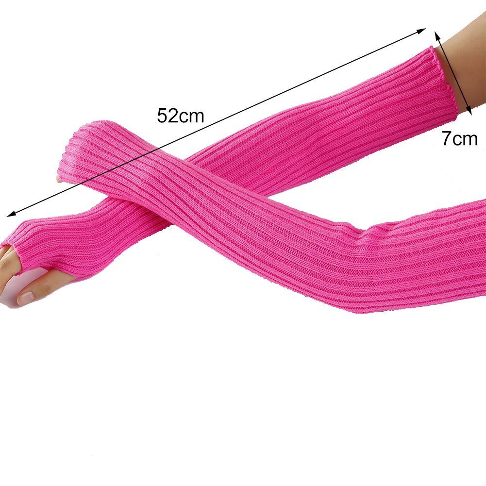 Długie rękawiczki bez palców dla kobiet gotycka odzież punkowa z dzianiny z długim rękawem miękkie damskie rękawiczki bez palców