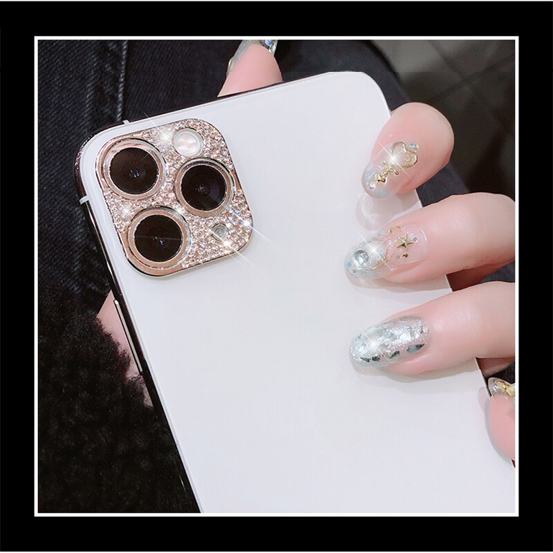 Luxury Glitter Bling diamond Rhinestone Diamond Camera Protector Cover For iPhone 11 11 Pro Max Camera Lens Sticker Case