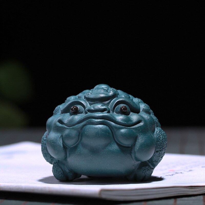 Yixing de crapaud porte-bonheur | Décoration de cérémonie de thé en pet, décoration d'usine , source de première main en argile violette verte boue
