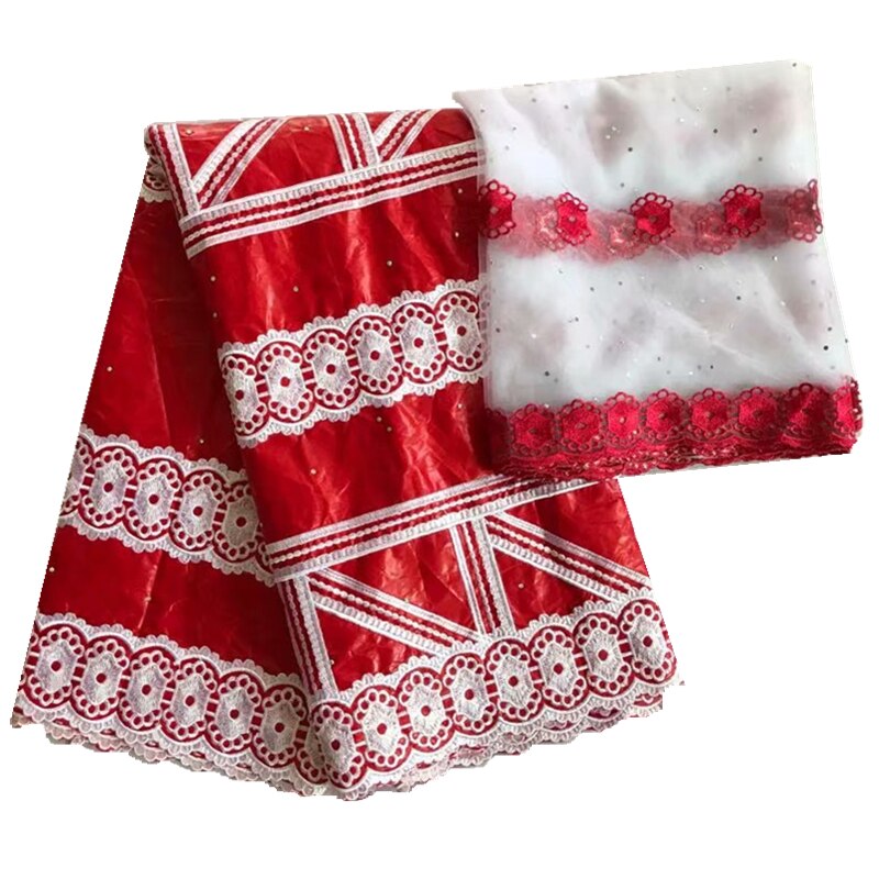 Bazin-tissu riche avec perles, tissus africains, bazin jacquard de guinée brocart avec dentelle française, robe pour femmes: 3L145330B407