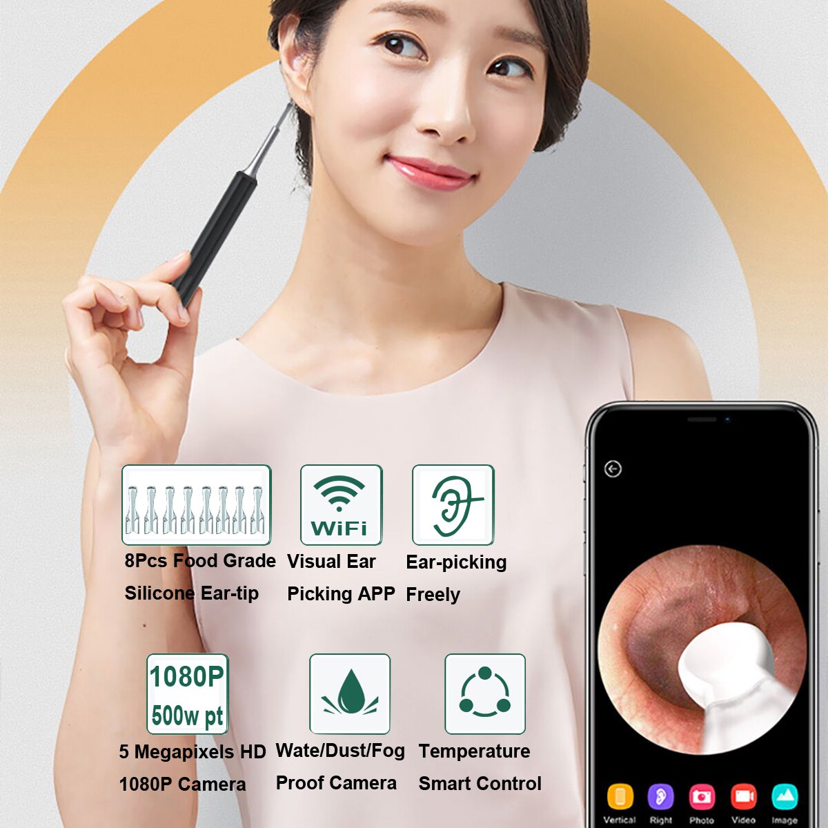 Handheld Smart Visuele Earpick Ear Care Wifi App Oorsmeer Remover Voor Ios/Android Telefoon Multifunctionele Endoscoop Camera Oor-picking