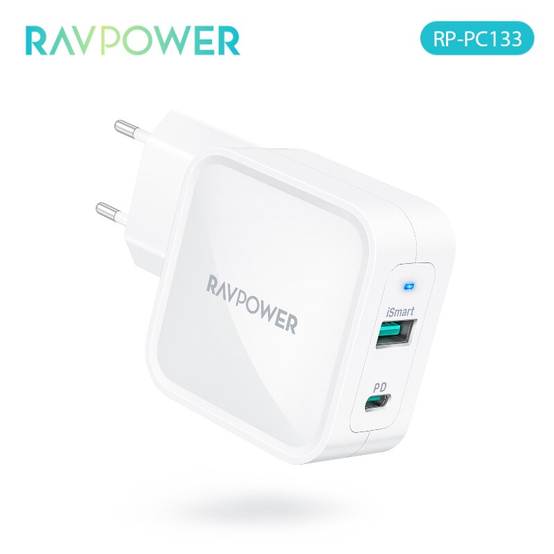 RAVPower GaN Charger 65W USB C Quick Charger Type C EU/US/UK Plug AC Folding Foot Fast Charge Phone Dual Port for IPhone MacBook: white EU Plug