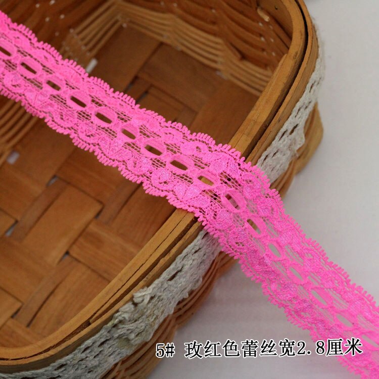 Elastic Bands More Floral Edge 1 meters/lot Stretch Trim Lace Ribbon Trimming Home Clothing Embroidered Craft Ornaments: 28mm rose