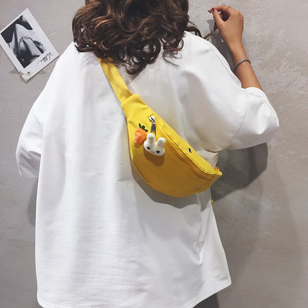 Adorável Coelho Nylon Saco Da Cintura do Esporte Da Forma das mulheres Sacos de Ombro No Peito многофункциональная сумка сумка кожаная женская