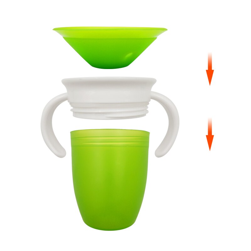 360 grader kan drejes baby læring drikke kop med dobbelt håndtag flip låg lækagesikker magisk kop spædbørn vand kopper flaske