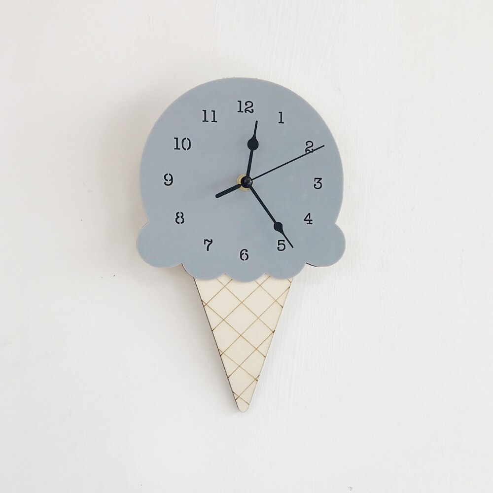 Novelty Cartoon Ice Cream Wall Clocks 3D DIY Wall Stickers for Kids Room Home Decor Children Relogio De Parede