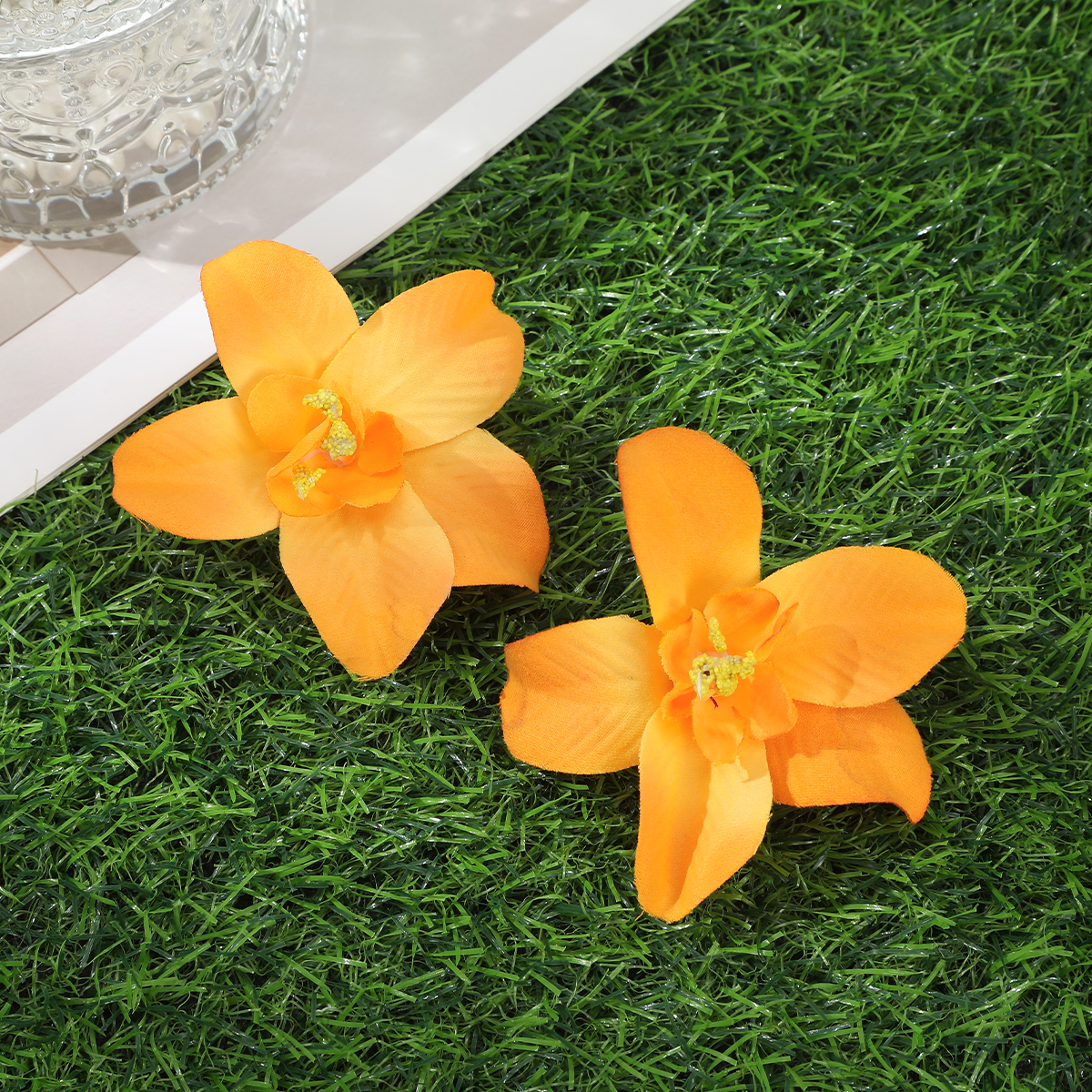 Horquillas de orquídeas simuladas, pinza para el pelo de flor blanca y rosa para mujer, horquilla para foto de playa de viaje de verano, Clip LATERAL, tocados de
