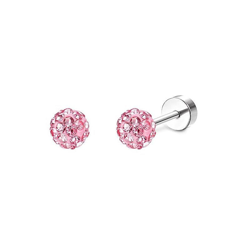 2PCS/Set Stainless Steel Heart Moon Earbone Stud Screw Ball Stud Earrings for Women Ear Tragus Cartilage Body Piercing