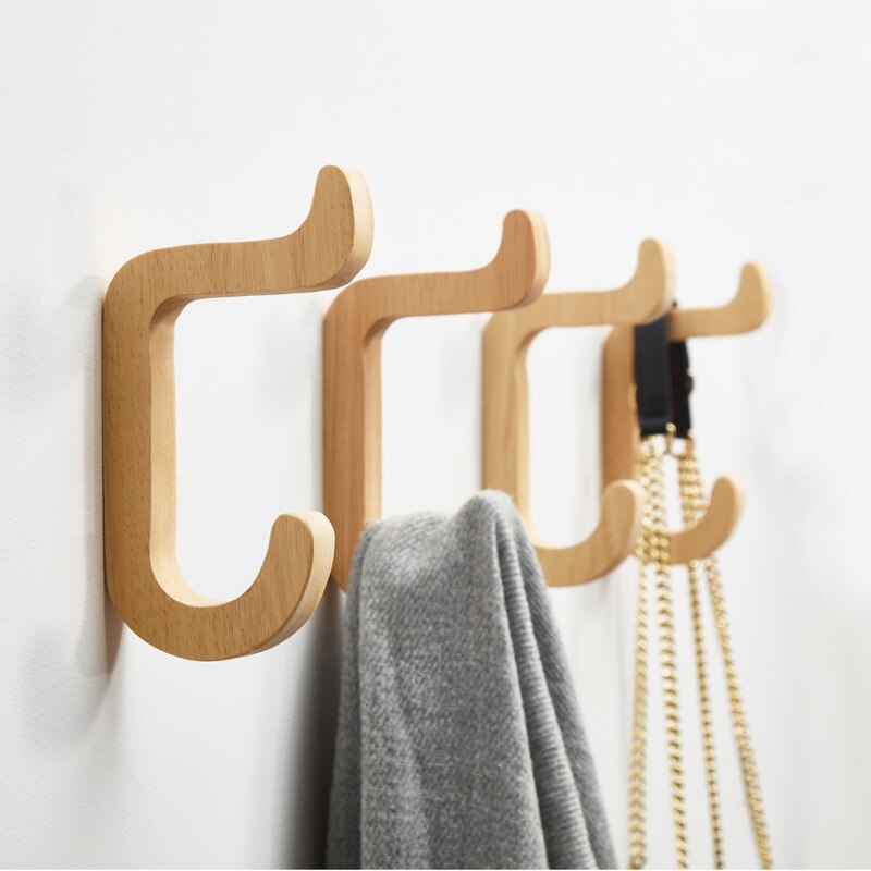 2 stk /4 stk trekrok i japansk stil moderne minimalistisk original klær i massivt tre veggkrok