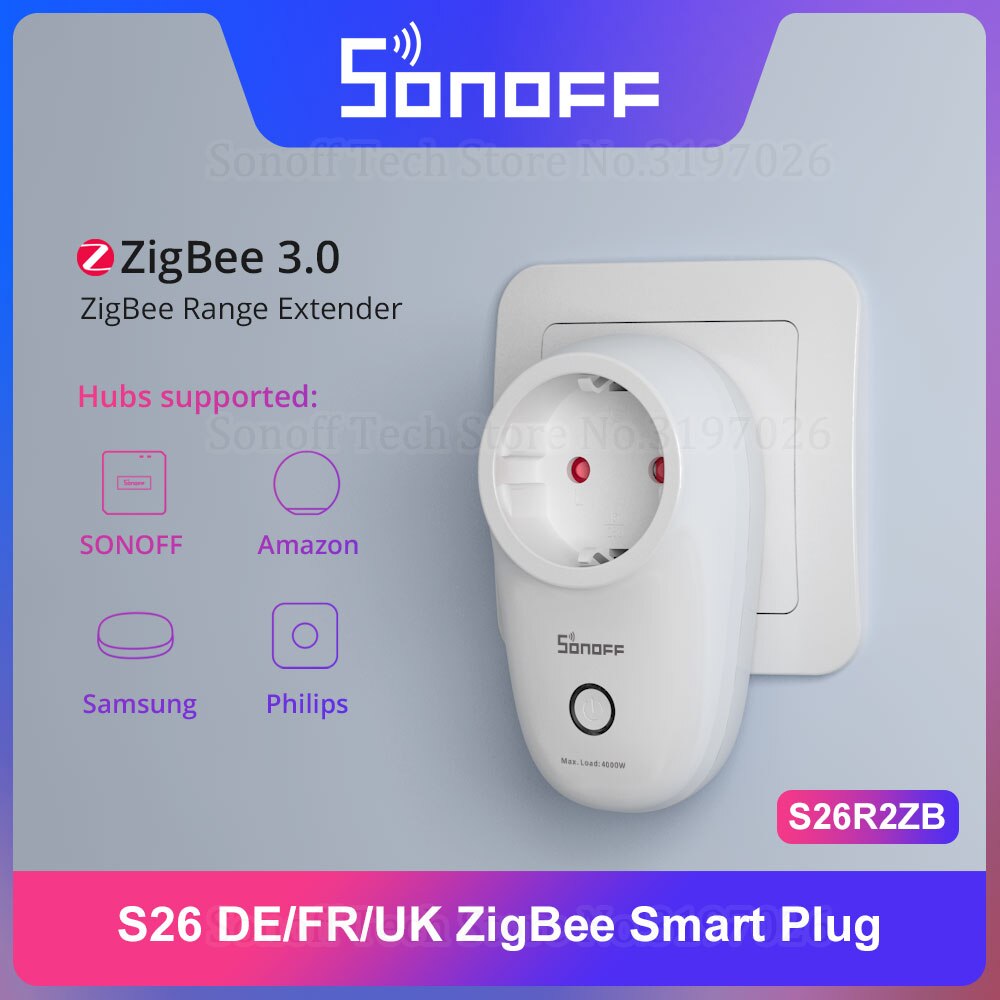 SONOFF S26 R2 ZigBee Smart Plug UK/DE/FR 16A Hub Support Smart Scene Voice Control Time Planned via eWeLink Alexa Google Home
