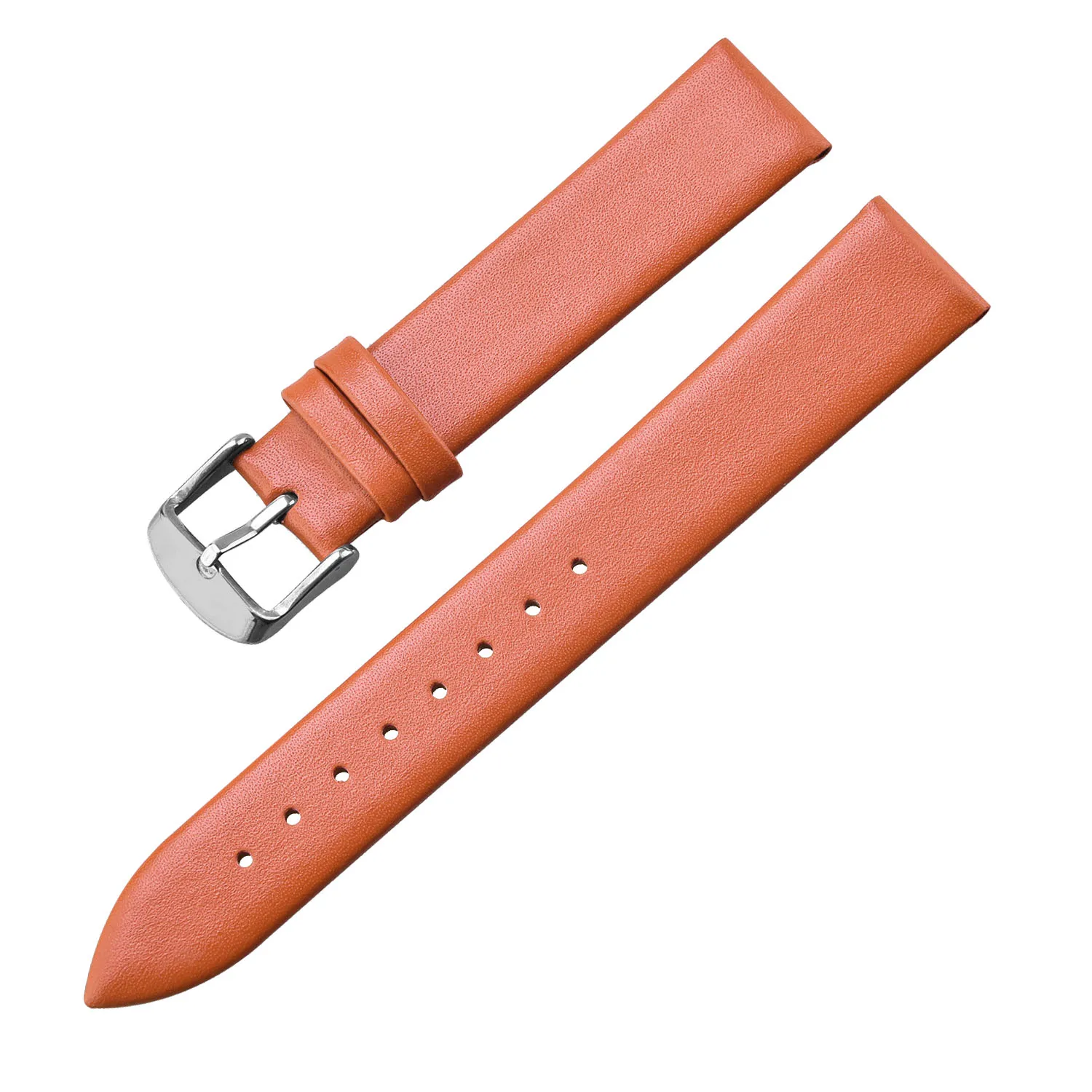 Kalbsleder-Uhrenarmband, 12 mm, 14 mm, 16 mm, 18 mm, 20 mm, 22 mm, echtes Leder-Uhrenarmband mit silberner Dornschließe: Brown / 22mm