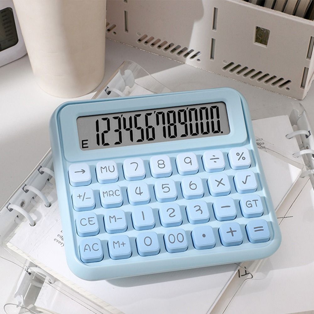 Cute 12 Digits Calculator Easy To Use Portable Finance Calculator Battery Operated Prevent Slipping Student Calculator Business