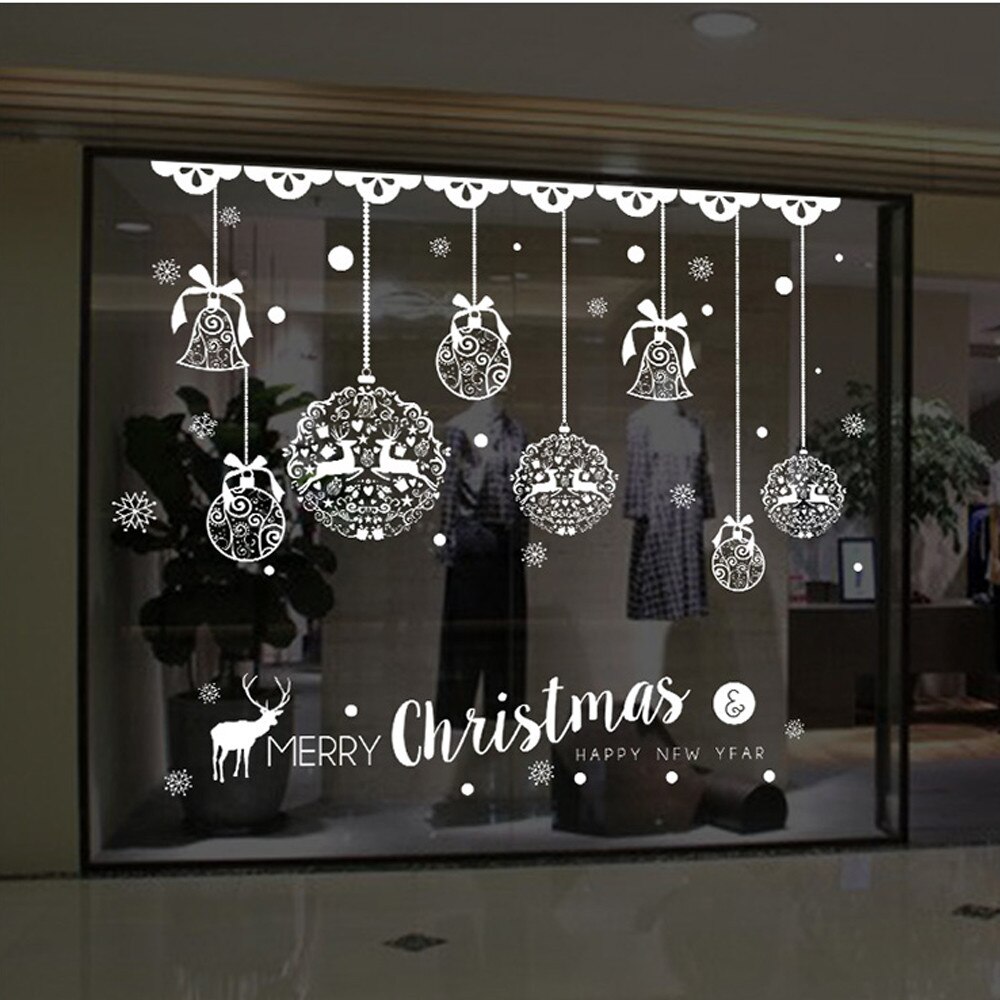 Jul butiksvindue dekoration væg aftagelige klistermærker jul klokker hjorte klistermærker væg boligindretning forsyninger #30