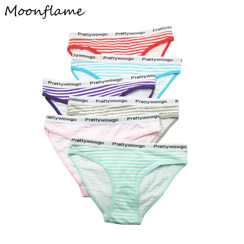 Moonflame 5 Pcs/lots Women's Striped Cotton Briefs Panties M L XL 8625