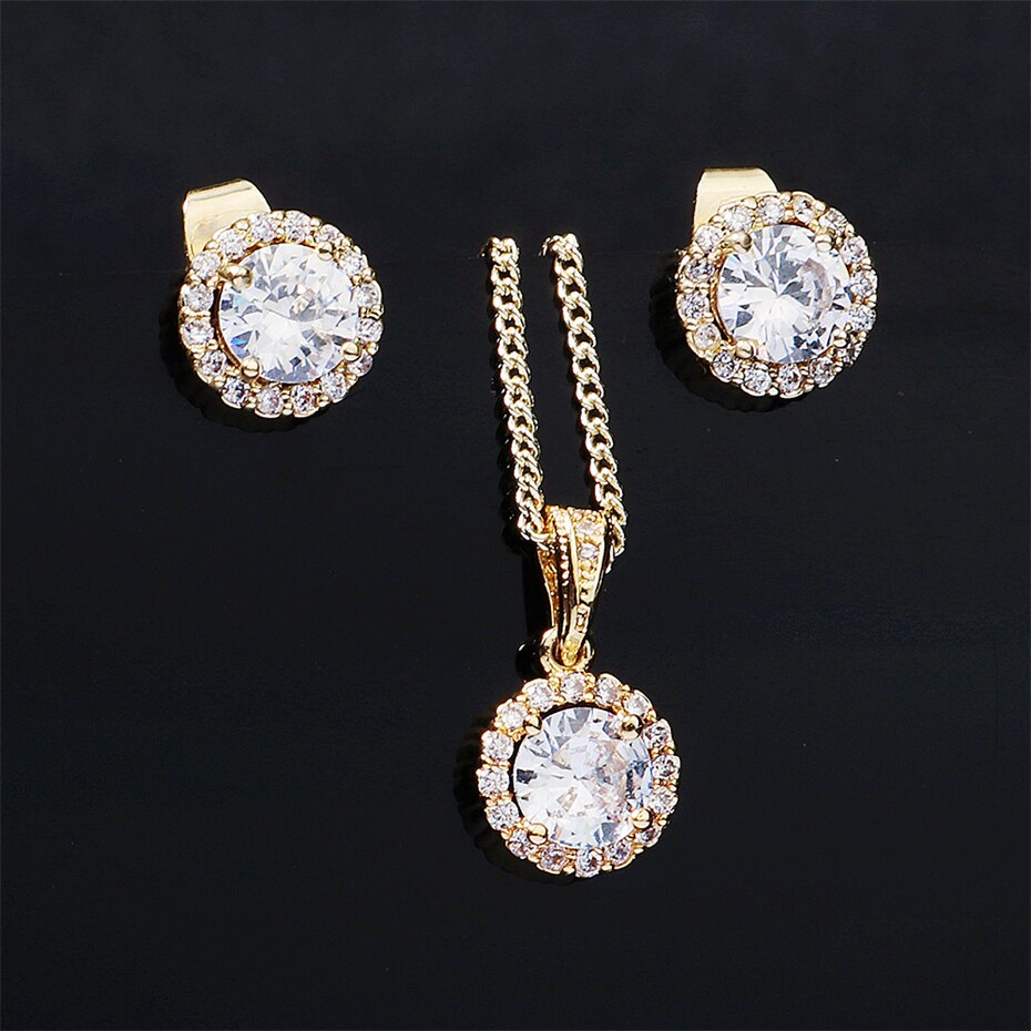 Efily Zirconia Sieraden Set Bruid Accessoires Bruiloft Crystal Ketting Bridal Stud Oorbellen Vrouwen Sieraden Bruidsmeisje