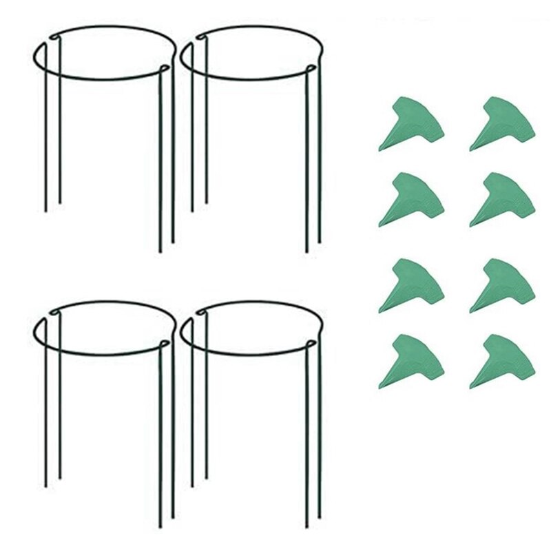 -Plant Support Stake 8-Pack Half Round Metal Garden Plant Supports Green Garden Plant Support Ring Garden Border 21X35cm