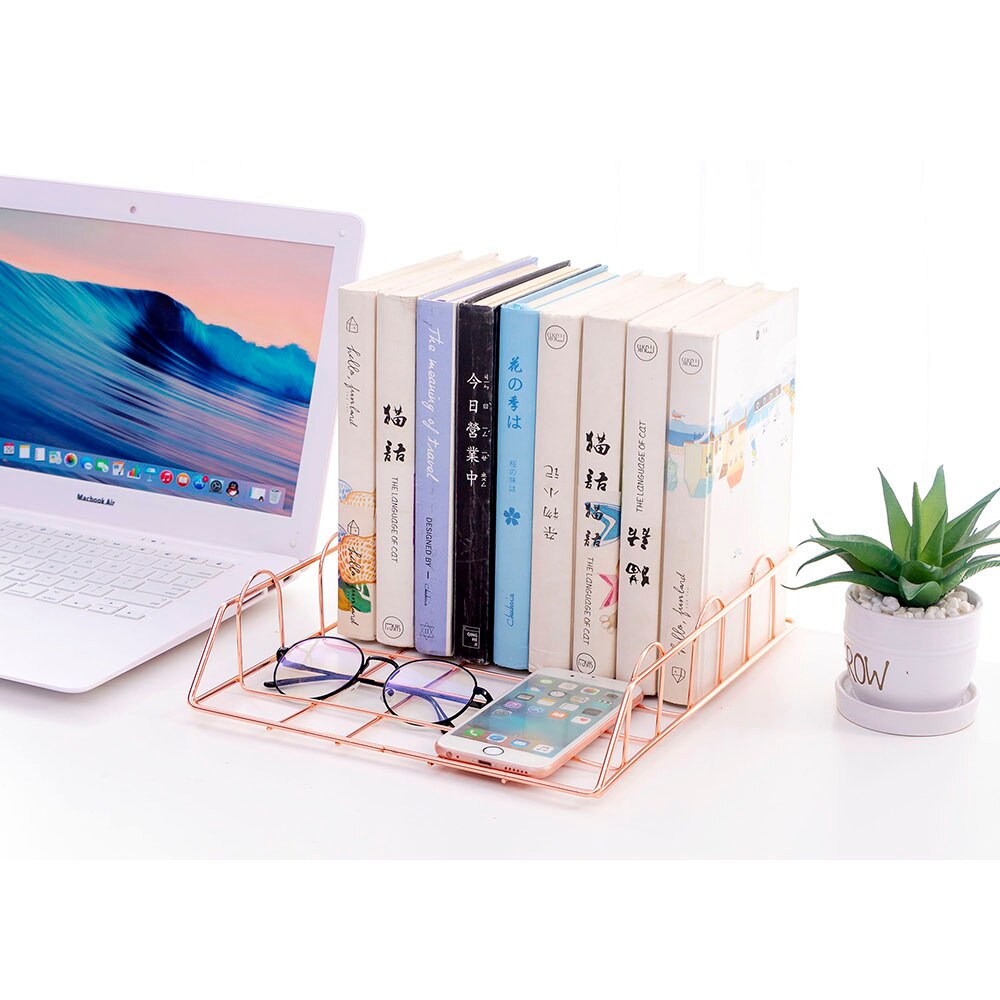 Gold Metal File Tray Desk Accessorie Magazine Holder Handmade Overlayabl File Office Organizer Layering Paper Storage Paper Tray