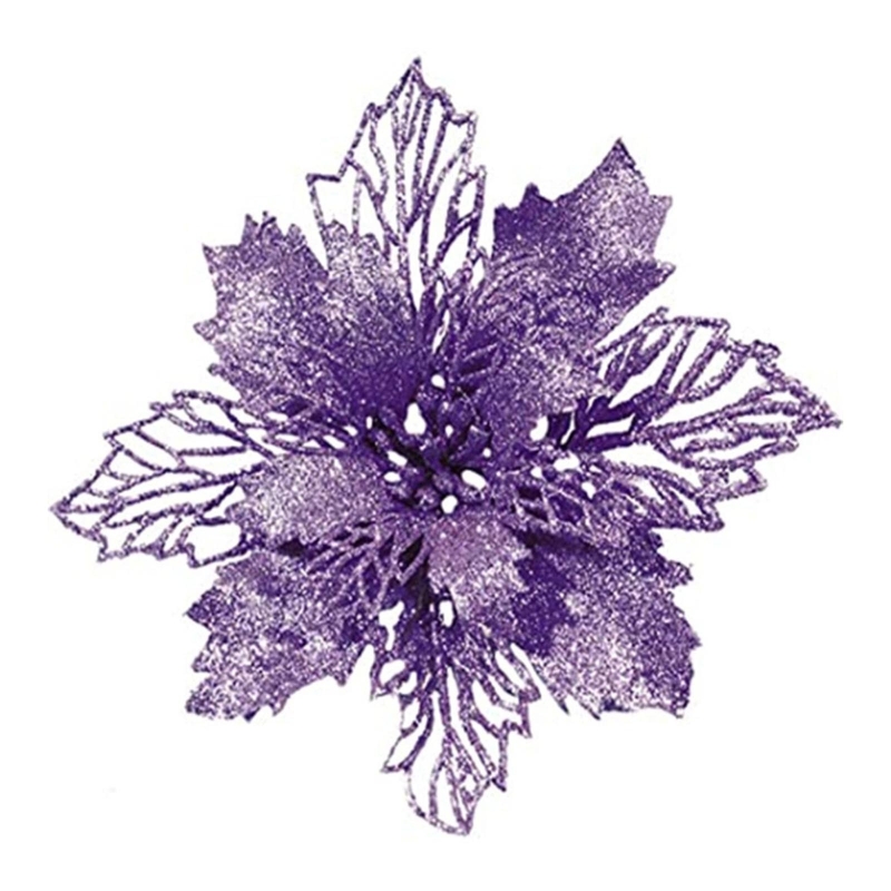CCYLEZ 10 -stcs Glitter Poinsettia Bloemen Kunstmatige Bloemen voor