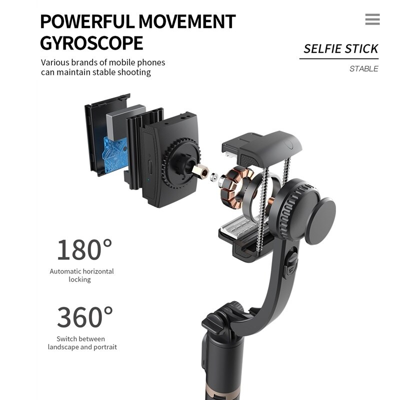 Roreta Bluetooth Sluiter Draadloze Bluetooth Selfie Stick Opvouwbare Statief Handheld Gimbal Stabilizer Smartphone Selfie-Stick