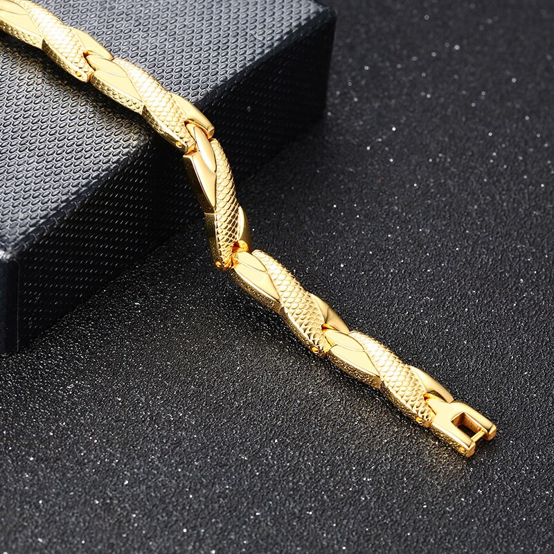 Vnox ton or femmes Bracelets équilibre énergétique thérapie Bracelet acier inoxydable lien avec aimant puissance pierres