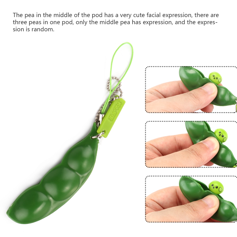 Knijp de bonen, schattige sleutelhanger, speelgoed, groene sojabonen, plastic anti-stress speelgoed, sleutelhanger, anime snuisterijen, sleutelhanger, knijpspeelgoed