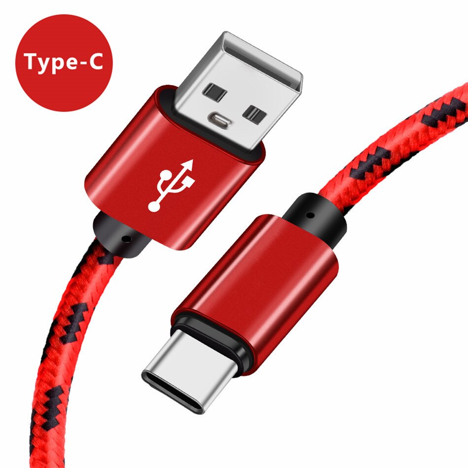 Für Samsung Galaxy Tab S5e Tab EINE 10,5 S10 A51 Hinweis 10 OnePlus 7 Ehre 20 9 2,1 EINE Schnelle ladegerät 3M Nylon Cord USB Typ C Daten Kabel: Red / 300 CM