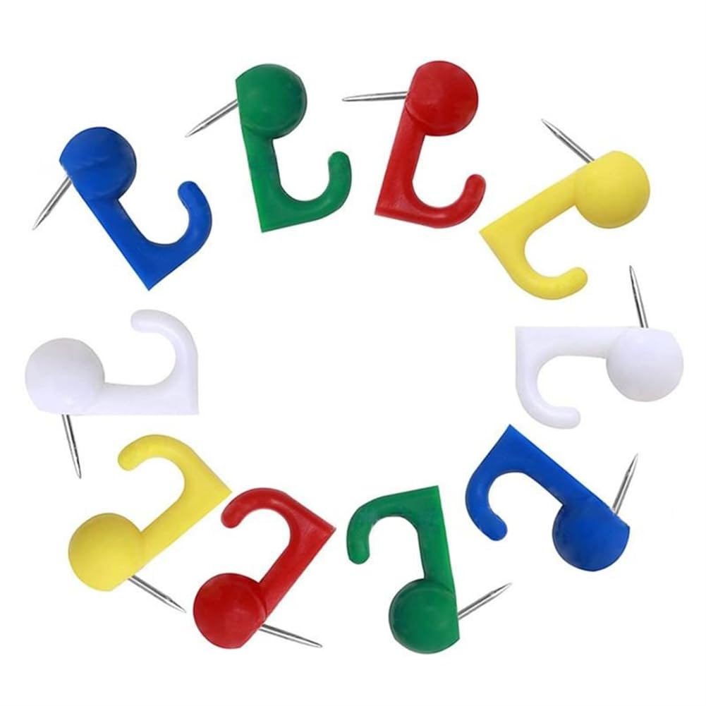 50pcs Push Pin Hooks Plastic Heads Cork Board Hooks Decorative Hanging Hook for Bulletin Board Home Office School Supplies