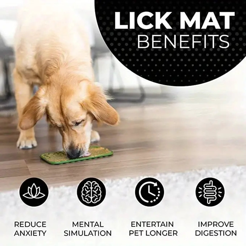 Suministros para mascotas Almohadilla para lamer comida lenta de silicona Alivio de la ansiedad Estera para lamer para perros y gatos - Reduce el aburrimiento y promover la calma