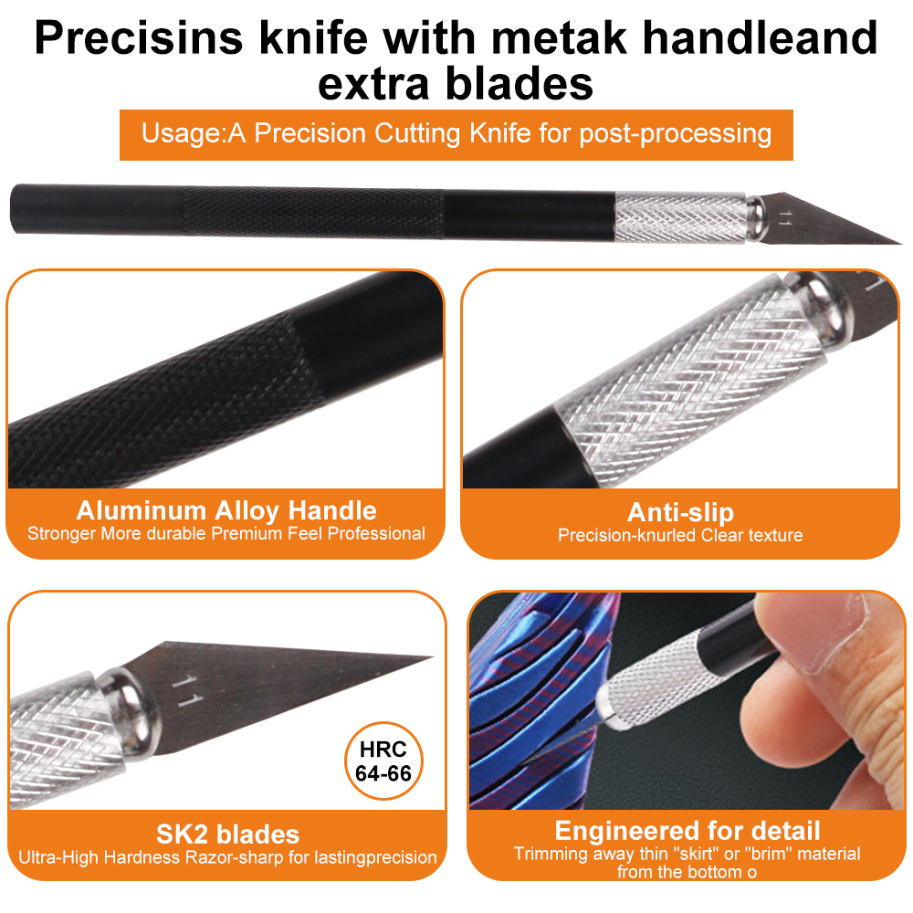 Kit de Ferramentas para Impressora 3D com 39 Peças, incluindo ferramentas de limpeza de bicos, raspador, escovas, conjunto de limas, cortador e faca para impressoras FDM/SLA