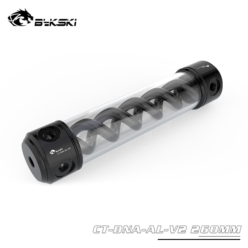 Bykski T-Virus Reservoir Cylindrical Aluminum PC Water Cooling, Muti-Color Spiral Water Tank RGB 12V/5V, 190/260mm, CT-DNA-AL-V2