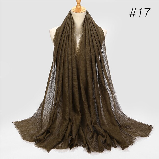 Solid maxi plaid hijab tørklæde sjaler muslimske tørklæder blød bomuld hijab pashmina wraps pandebånd tørklæder stor størrelse 180*90cm: Farve 17
