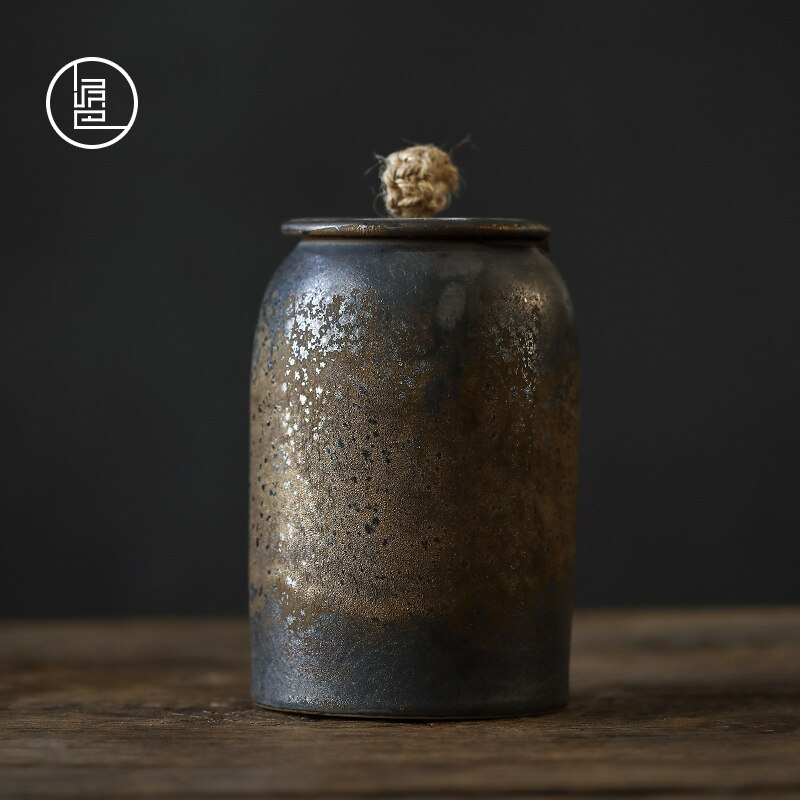 Personalidad creativa barro personas artículos de gres para té Caddy cerámica sellada a prueba de humedad té almacén Retro Pu'er caja de té LB83105: F