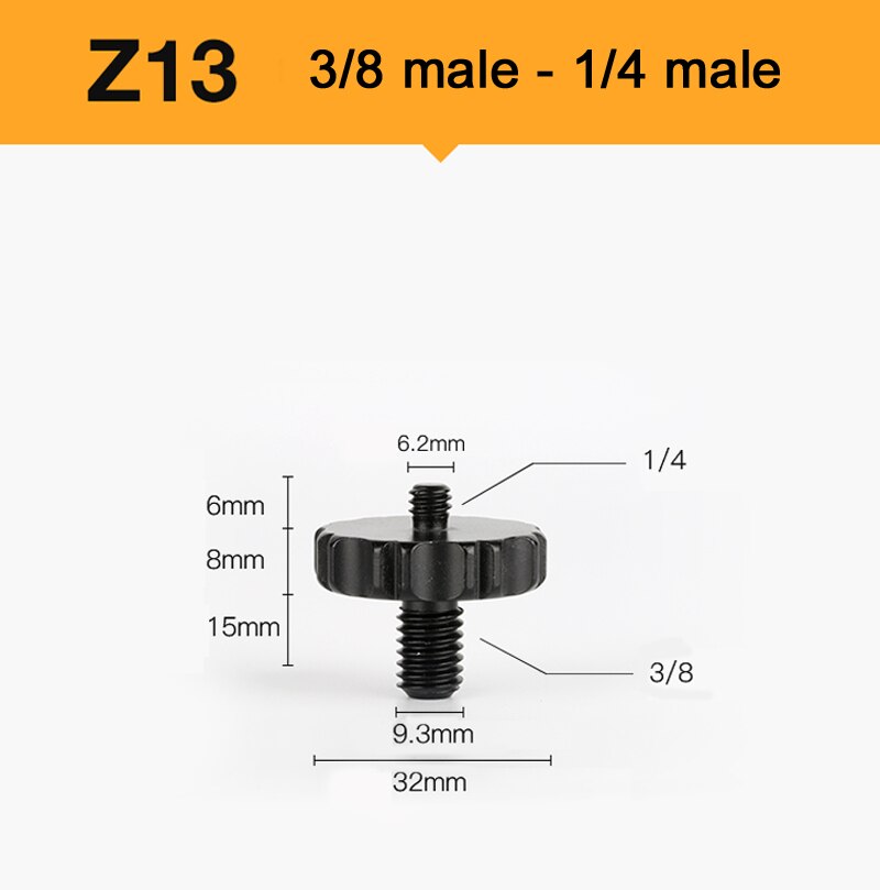 21 estilo 1/4 "3/8" m6 m8 m10 rosca adaptador de montagem do parafuso tripé eixo central monopé placa de rolamento para câmera flash tripé luz