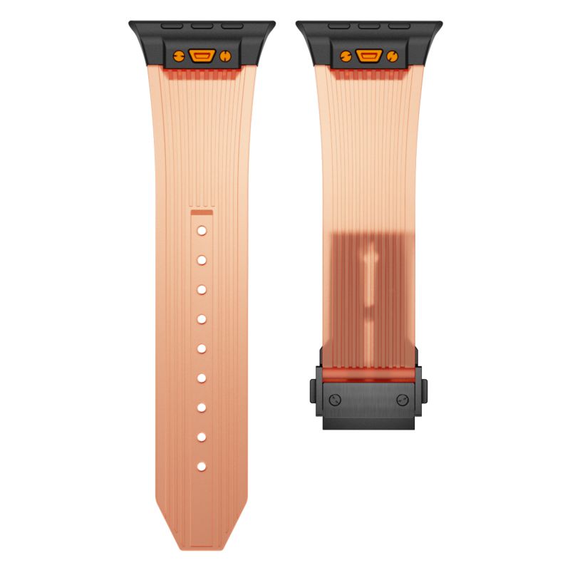 Transparentes Silikonarmband für Apfel Uhr-Armbänder Ultra 49 46 45 44 42 mm, weiches, wasserdichtes Armbinde, Sportarmband für iWatch Correa: XS / Rot schwarz