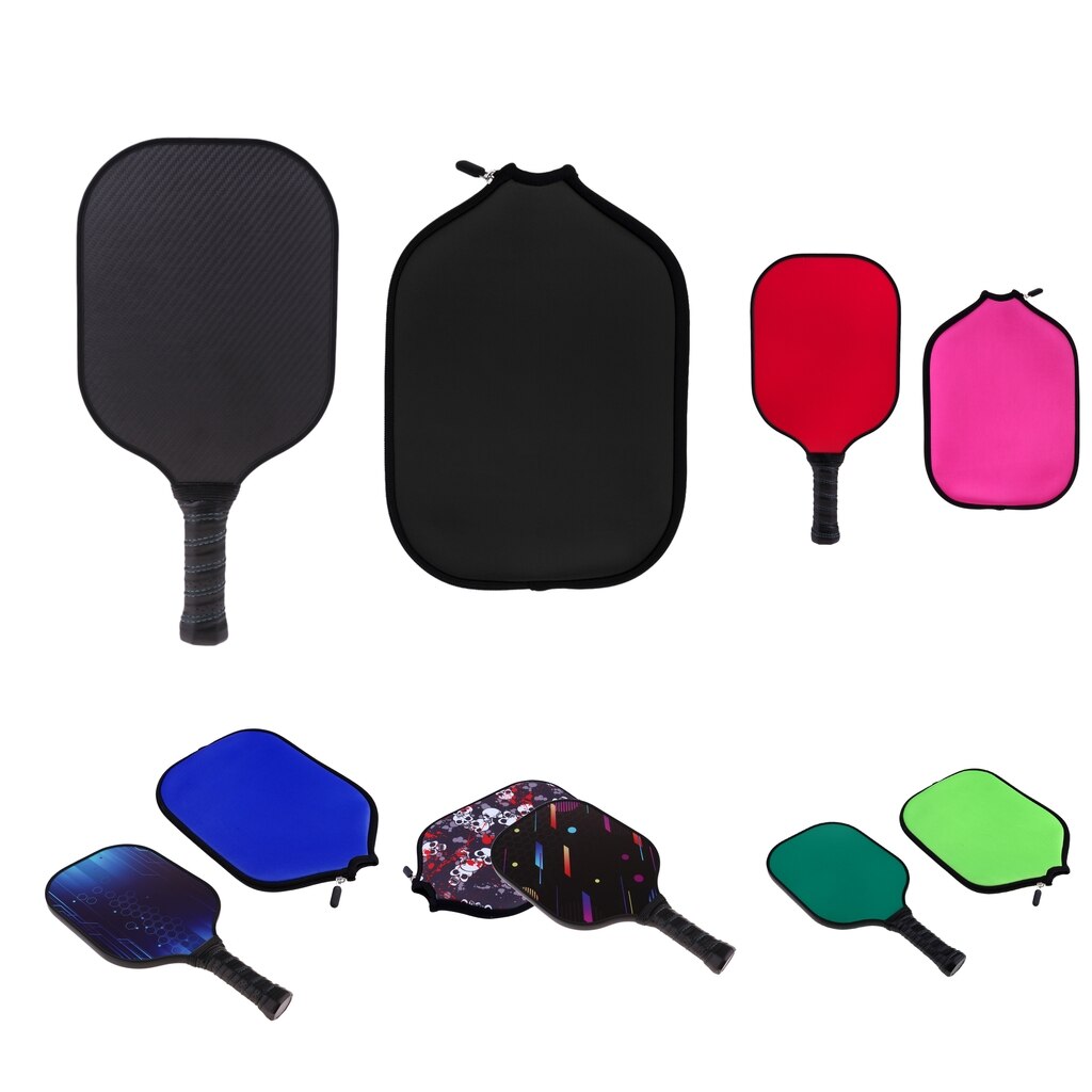 Duurzaam Koolstofvezel Honingraat Composiet Core Pickleball Paddle / Racket & Rits Neopreen Case Cover Protector Sleeve - 5 Kleur