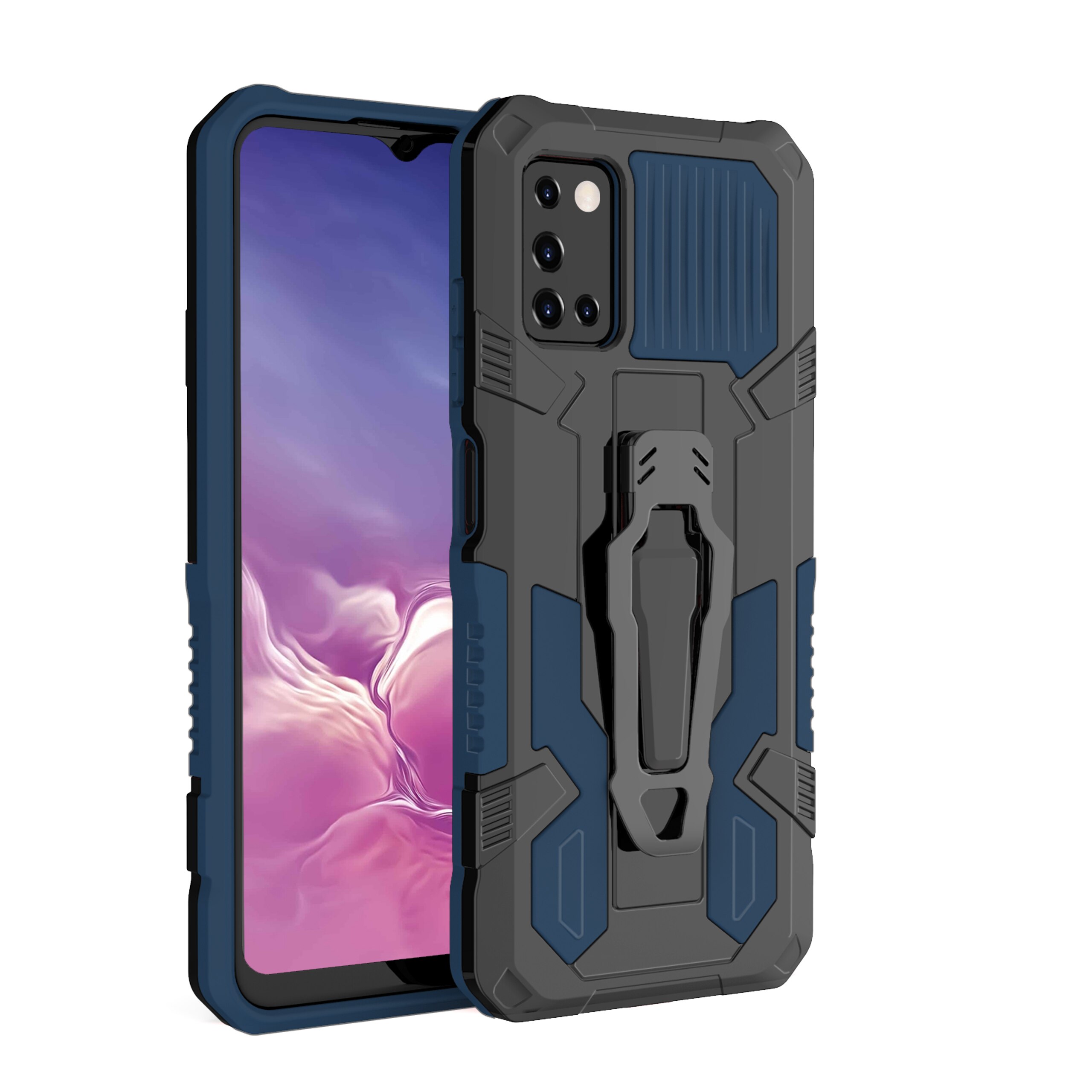 Armor Case For Samsung Galaxy A03s Case Shockproof Belt Clip Holster Cover For Samsung A03s SM-A037F/DS 6.5&quot; Coque Funda: For Galaxy M40S / Blue