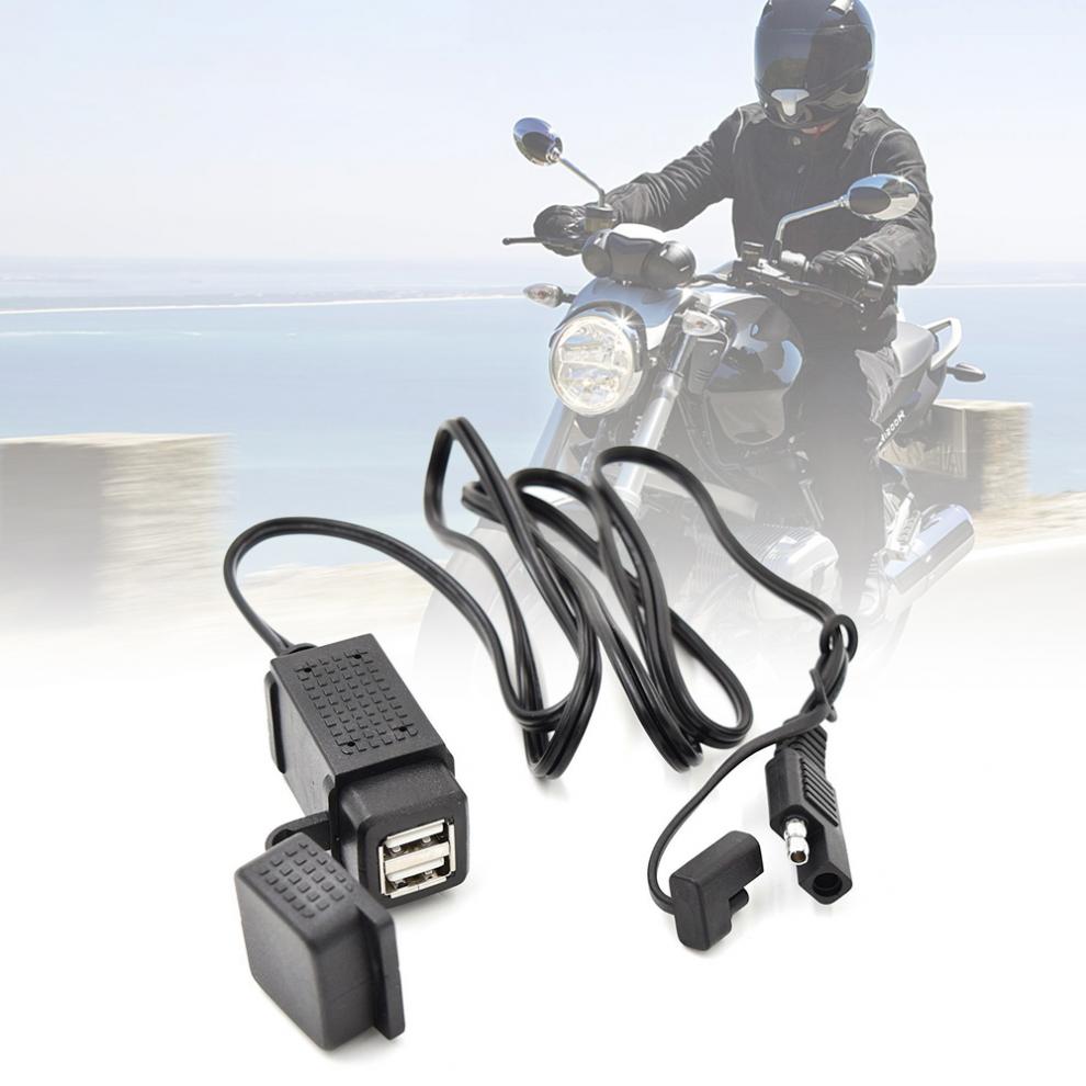 12V-24V 3.1A Motorfiets Sae Dual Usb Kabel Adapter Dual Port Stopcontact Smart Telefoon Tablet Gps oplader Voor Motorbike